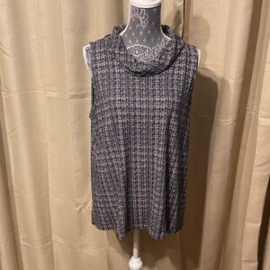 J. Jill Sleeveless Black and White Cowl Neck Top